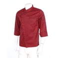 thumbnail image 3 of Aiihoo Mens Unisex Chef Jacket 3/4 Sleeve Chef Coat One Button Restaurant Kitchen Hotel Culinary Work Uniform Chef Shirt Burgundy Long Sleeve XXL, 3 of 7