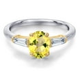 thumbnail image 3 of Gem Stone King 10K Two Tone Gold Canary Mystic Topaz and Lab Grown Diamond Engagement Ring for Women | 1.86 Cttw | Oval 8X6MM | Gemstone November Birthstone | Size 8, 3 of 6