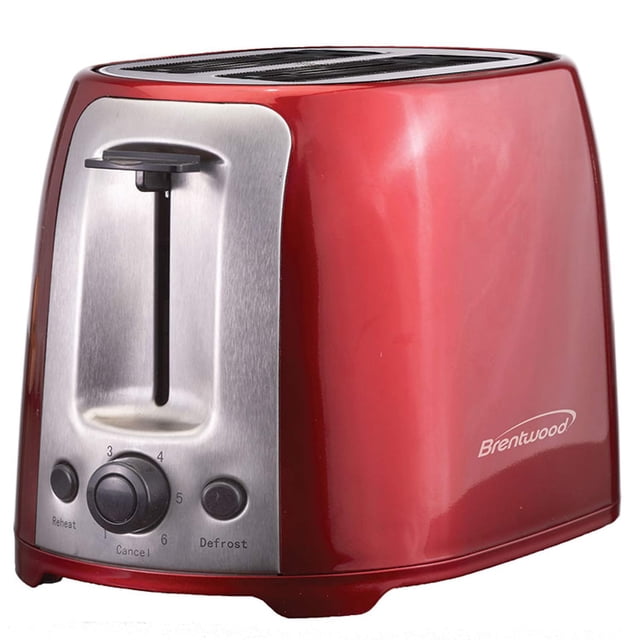 Brentwood Appliances Tostadora con Ranura Extra Ancha de 2 Rebanadas Cool Touch - Roja