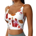 thumbnail image 5 of Sports Bra For Women, Bread Strawberry Wine Print Red Sports Bras For Women High Support, Workout Tank Tops Woman With Removable Cups, 5 of 8