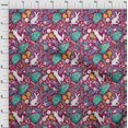 thumbnail image 3 of oneOone Cotton Jersey Dark Magenta Fabric Leaves & Flowers Floral Dress Material Fabric Print Fabric By The Yard 58 Inch Wide, 3 of 4