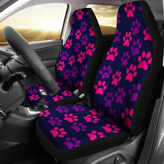Paw Print Car Seat Cover 094209 Pack of 2 Universal Front Seat Protective Cover