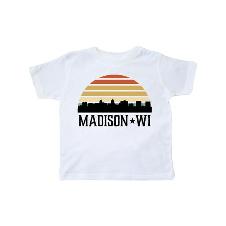 

Inktastic Madison Wisconsin Skyline Retro Sunset Gift Toddler Boy or Toddler Girl T-Shirt