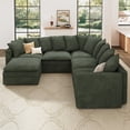 thumbnail image 2 of HONBAY Green Oversized Corner Modular Sectional with Under-Seat Storage, Movable Ottoman and Adjustable Arms in Plush Cloud Corduroy, 2 of 10