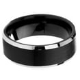 thumbnail image 3 of Tungsten Wedding Band Ring 8mm Men's Engagement Black and Silver Two-tone Brushed Center, 3 of 4