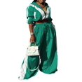 thumbnail image 1 of Conjunto de chándal Angsuttc para mujer, 2 piezas, a rayas, verde, XXL, 1 of 8