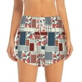 thumbnail image 3 of Uemuo Patchwork In Country Style Pattern Women's Athletic Shorts High Waisted Running Shorts with Liner Pockets Gym Elastic Workout Shorts-Small, 3 of 9