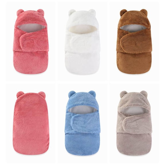 Toddler Kids Girls Boys Snowsuit Bear Ear Hooded Rompers Long Sleeve Swaddle Blanket Swaddling Wrap Baby Soft Sleep Sack Bag Jumpsuit Cute Outfits 0-3 Months