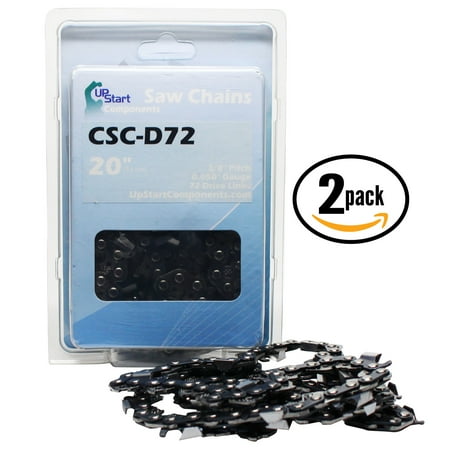 2 Pack 20 Full Chisel Saw Chain for Cub Cadet CS5720 Chainsaws 20 inch 3 8 Pitch 0 050 Gauge 72 Drive Links CSC D72 UpStart Components