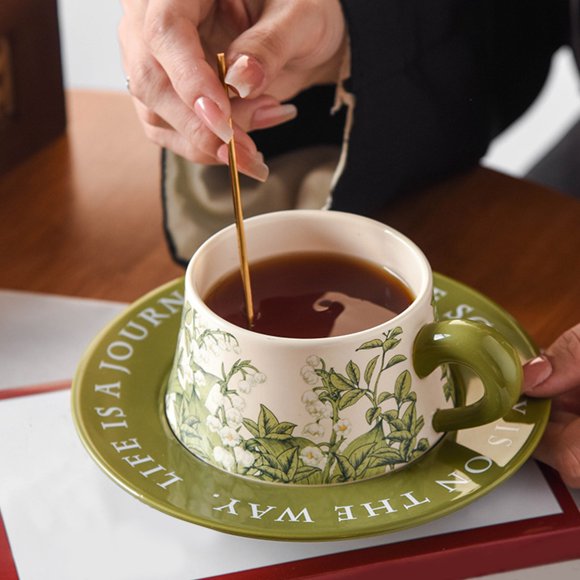 Clearance! KITTEHIGM Coffee Cups Ceramic Cappuccino Cups And Saucers For Coffee Bars Offices And Home Liquidation Pallet Deals