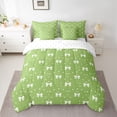 thumbnail image 2 of Feelyou Princess Green Ribbon Comforter Set 7pcs, Bowknot Polkadots King Bedding Sets, 2 of 8