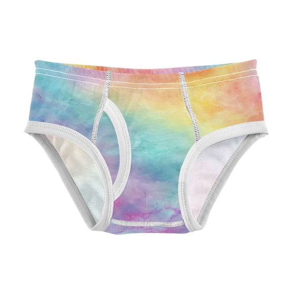 Cotton Triangle Briefs 2T-8Y, Comfortable Breathable Safety Standard Toddler & Little Kids Underwear Pastel Rainbow Tie-dye Pattern