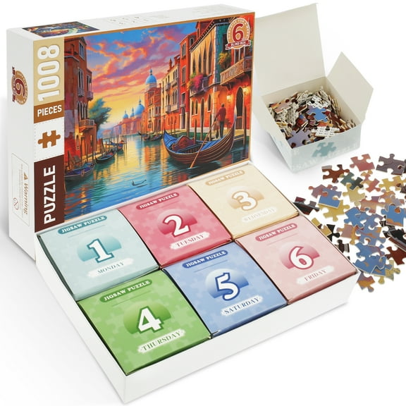 Wekvgz 1008 Pieces Jigsaw Puzzle with Full Colour Poster Fun Puzzle Set Challenging Jigsaw Puzzle Set Jigsaw Puzzle Gift Puzzles for Adults Men Women Party Home