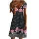 thumbnail image 2 of ICHUANYI Clearance Women's Stylish Casual A Line Short Sleeve Floral Printed Summer V-Neck Dresses(Black, S) ICHUANYI WER2023081110034, 2 of 4