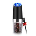 thumbnail image 1 of Jinsinto Gravity Electric pepper and Salt Grinder, roughness Adjustable, LED Light Power Supply, one hand Automatic operation, Stainless Steel Black, 2 packs, 1 of 4