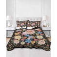 thumbnail image 2 of Full Size Quilt Bedding Set, Boho Pink Flower Reversible Summer Quilt 3 Pieces, Spring Watercolor Country Floral Plant Lightweight Bedspreads Coverlets with 2 Pillow Shams for All Seasons, 2 of 5