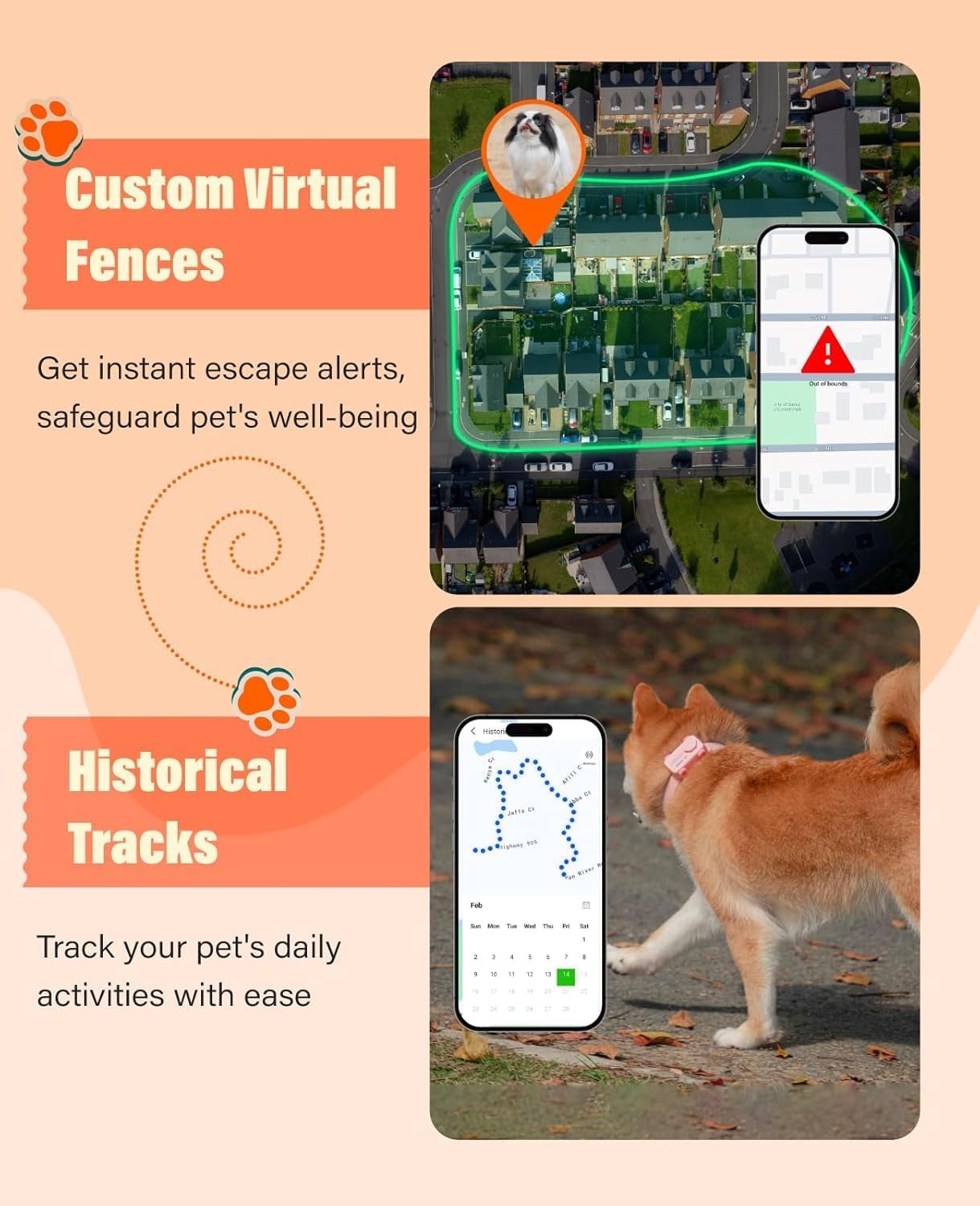 et Tracker Support Two-Way Call and AI Health Alerts, GlocalMe GPS Tracker for Dog and Cat, Real Time Tracking and Virtual Fence, 6 Advanced Location Technologies, Global Unlimited Range