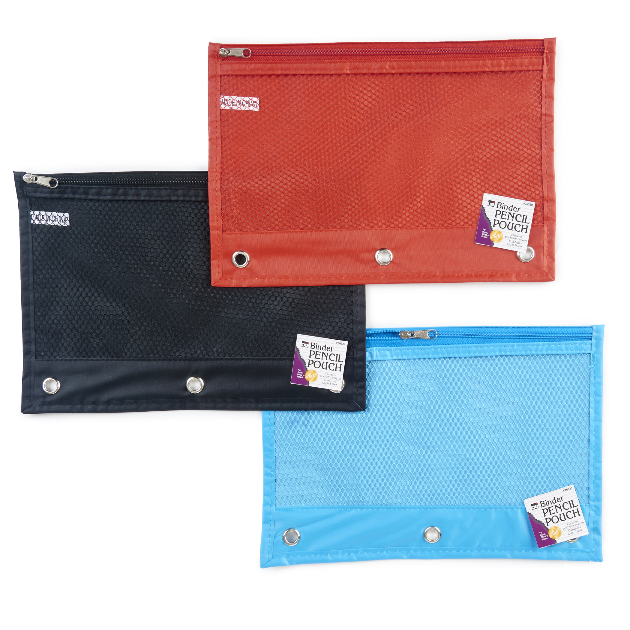 Charles Leonard Pencil Pouch, Assorted Colors, Set of 24