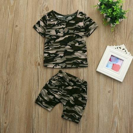 

Zlekejiko Tops+Shorts Boys Kids Toddler Outfits Camouflage T Clothes shirt Baby Set Boys Outfits&Set