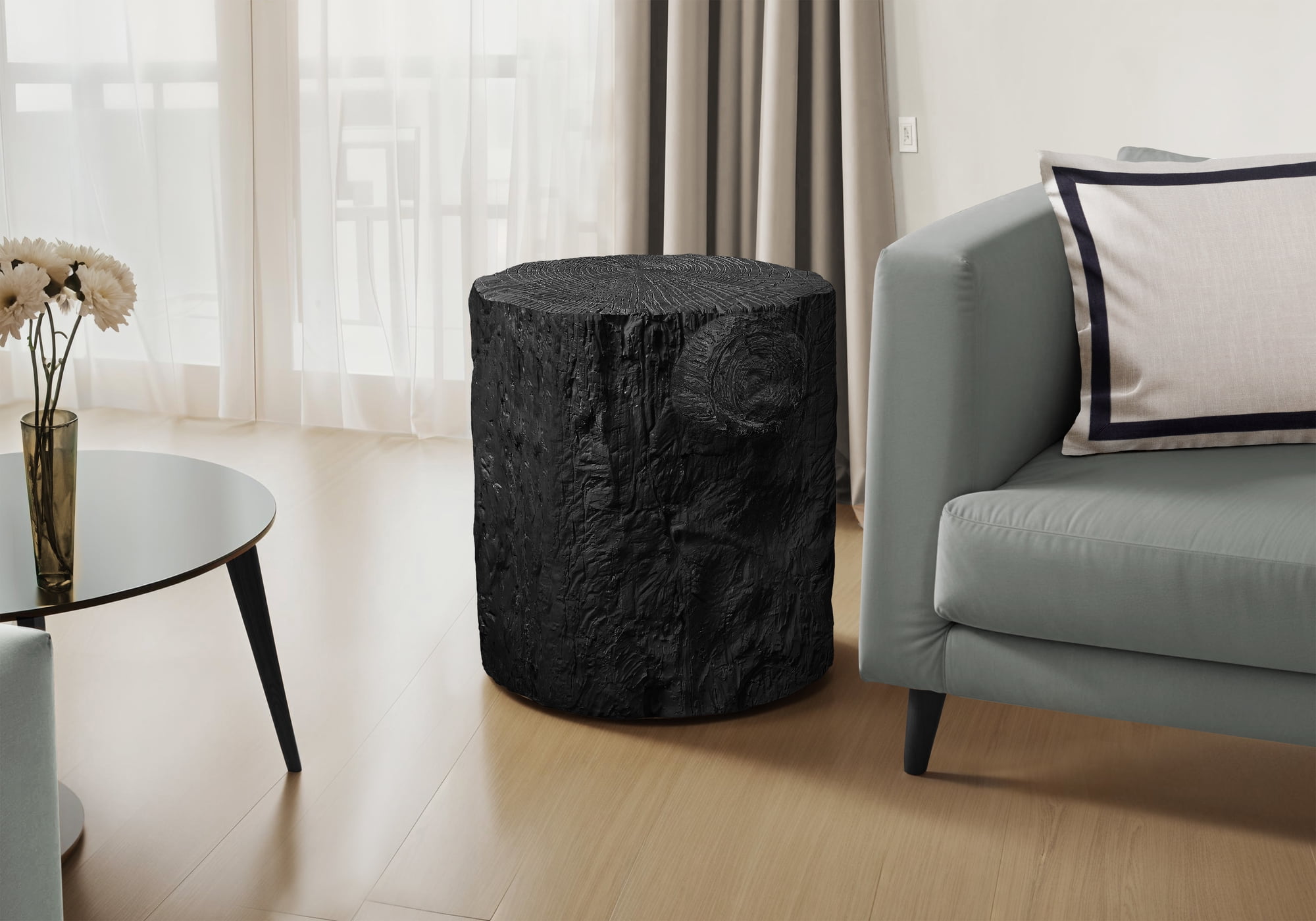 Monarch Specialties - Accent Table, 25"H, Indoor Or Outdoor, Drum, End, Nightstand, Round, Side Table, Living Room, Bedroom, Black, Contemporary, Modern