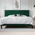 thumbnail image 3 of Allewie King Size Bed Frame, Velvet Upholstered Platform Bed with Adjustable Diamond Button Tufted & Nailhead Trim Headboard, Green, 3 of 8