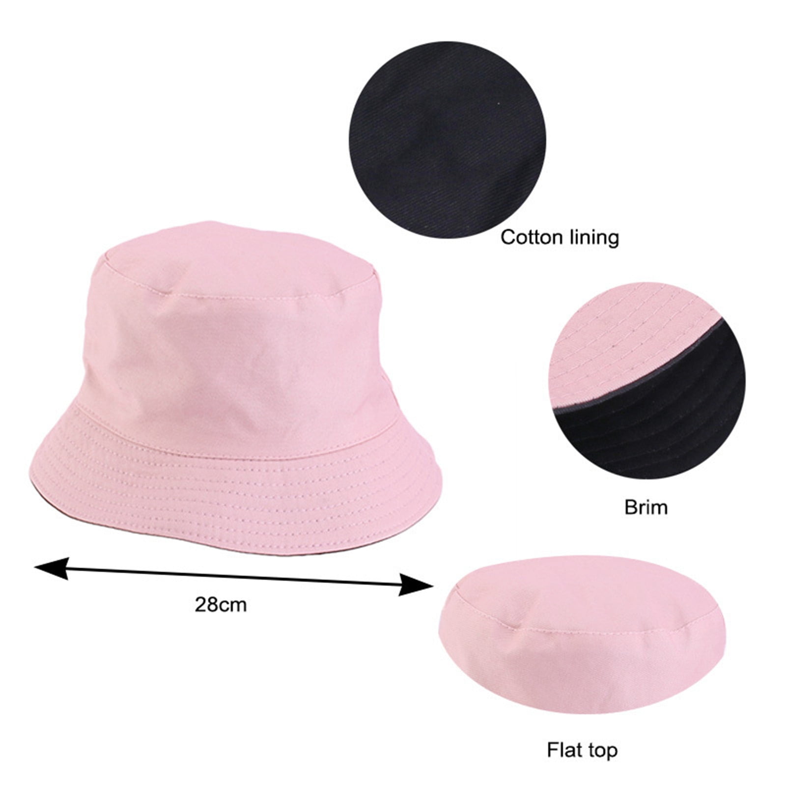 Reversible Cotton Bucket Hat Unisex Double-Sided Sun  display picture 3