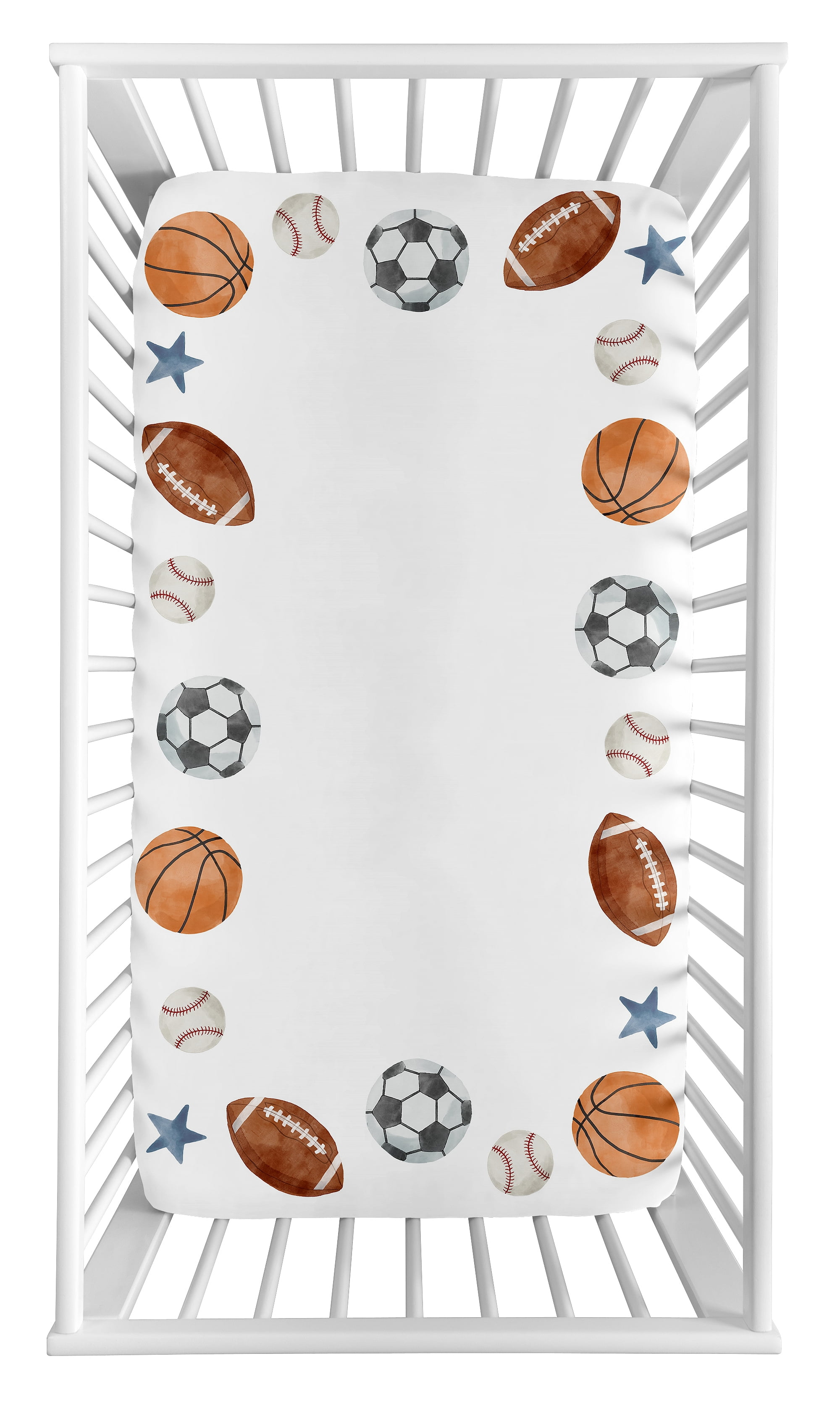 Sweet Jojo Designs Watercolor Sports Theme Boy Photo Op Fitted Crib Sheet