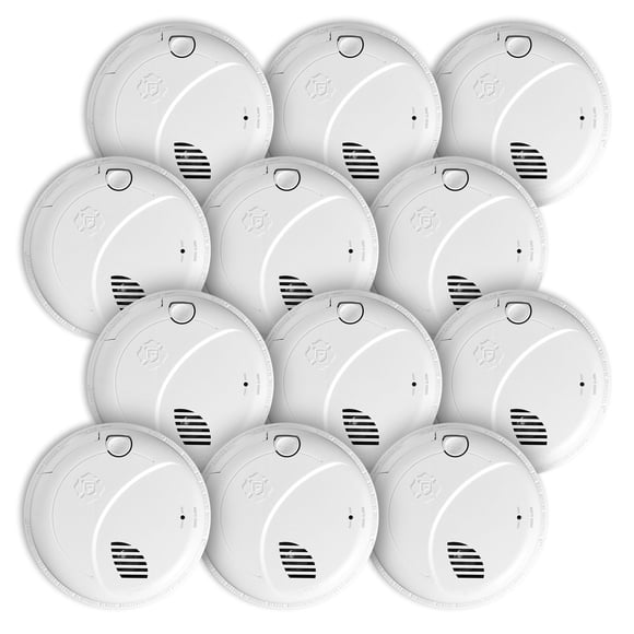 Detector de humo First Alert interconectable con cableado fijo, paquete de 12