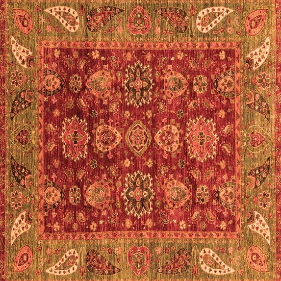 Ahgly Company Indoor Square Oriental Orange Traditional Area Rugs, 3' Square
