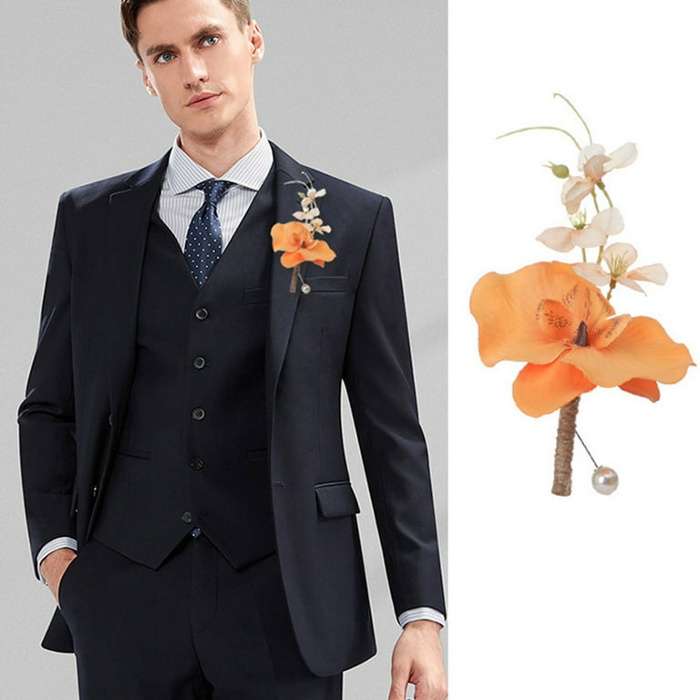 Jiaroswwei Groom Brooch Men s Lapel Pin Realistic Flower Faux Pearl for Suit Wedding Groom Groomsmen Brooch Rose Boutonniere Walmart