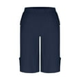 thumbnail image 6 of Women's Loose High Waisted Bermuda Shorts Elastic Waist Shorts Casual with Pockets Blue 2XL, 6 of 6