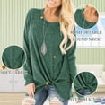 thumbnail image 2 of FAMITION Women Long Sleeve Tops Fall Fashion Twist Knot T Shirts Casual Loose Fit Tunics Tops Cute Crewneck Color Block Ladies Tops Blouse Green, 2 of 6