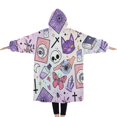 thumbnail image 2 of Oversized Wearable Blanket Hoodie,Purple Gothic Cat Crystal Pattern Sherpa Blanket Hoodie with Super Pockets,Super Warm Fuzzy Pullover for Women & Men, 2 of 6