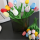 thumbnail image 5 of Xiao Hua 12 flores artificiales de tulipán, flores falsas, flores artificiales para decoración de bodas, blanco y rosa, 5 of 5