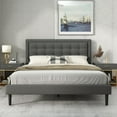 thumbnail image 3 of Unizone Bed Frame Queen Size with Upholstered Headboard, Modern Tufting Style, Dark Gray, 3 of 12