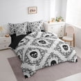 thumbnail image 2 of Homewish Gothic Spooky Skull 7 Pieces Full Size Bedding Sets,Retro Gray Damask Flowers Full Size Bed in a Bag,Happy Halloween Bed Set,Black Reversible, 2 of 8