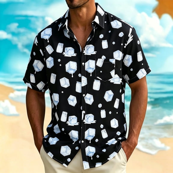 Yaoyar Men's Summer Floral Hawaiian Camp Shirt Short Sleeve Exotic Print Relaxed Breathable Beach Top
