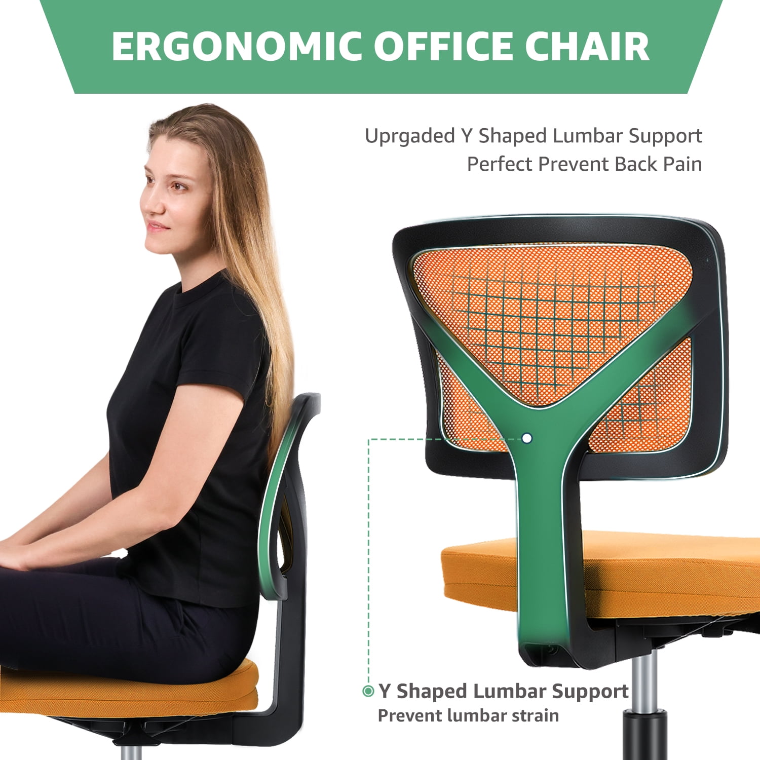 MAYEERTY Ergonomic Mid-Back Executive Office Chair Swivel Computer Desk Task Chair，White