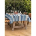 thumbnail image 4 of 54x80 Inch Outdoor Tablecloth with Umbrella Hole Zipper Rectangle Blue Striped Rectangular Tablecloths Outside Waterproof Farmhouse Vintage Stripe Patio Table Cloth Cover for Picnic Party, 4 of 8