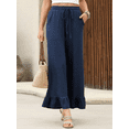 thumbnail image 4 of SIEANE Women's summer wide leg breathable flounder all kinds of lazy drawstring trousers S-2X, 4 of 5