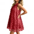 thumbnail image 4 of Uscallm Women's Halter Sleeveless High Low Embroidery Boho Mini Beach Dresses Summer Vacation Sundress Flowy Casual, Red 2XL, 4 of 7