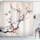 thumbnail image 1 of Nature Shower Curtain, Birds Art Style, Fabric Bathroom Decor Set with Hooks, 180cm x 180cm, Burgun, 1 of 5