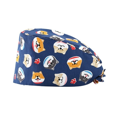 

Dadaria Head Turbans for Women Nurse Adjustable Multicolor Print Hat With Sweatband Stand-Ear Protection 1PC B Women