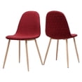 thumbnail image 2 of DUOSONG Mid-Century Dining Chair, Fabric Upholstered Chair with Light Walnut Finished Metal Legs (Set of 2), Red/Natural Walnut, 2 of 12