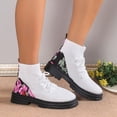 thumbnail image 1 of Styesk Bottes pour Femmes Bottines Rétro Élastiques pour Femmes Mode Talon Plat Bout Rond Talon Plat Fronces Chaussures Tricotées Brodées Bottes de Travail pour Femmes, 1 of 7