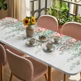 thumbnail image 3 of Floral Leaves Table Cloths for 8 Foot Rectangle Tables, Summer Botanical Weeping Watercolor Patio Waterproof Elastic Fitted Tablecloths, Washable Rectangular Table Cover for Camping, 3 of 8