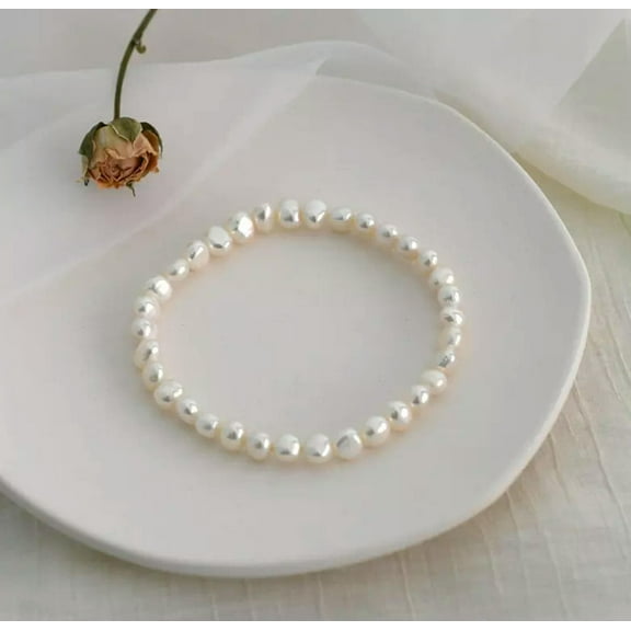 K-KED Real Natural Freshwater Pearl Anklet Elastic Chain Beach Foot Bracelet Jewelry