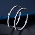 thumbnail image 5 of CZ 925 Silver Big Loop Circle Thin Hoop Earrings Jewelry for Women, 5 of 8
