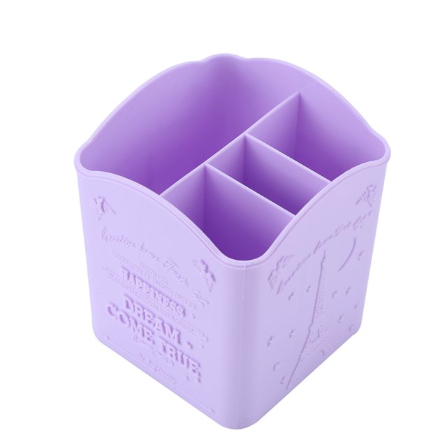 NUEVA caja de almacenamiento, contenedor de herramientas de papelería y cosméticos y manicura con estampado de la Torre Eiffel (púrpura)