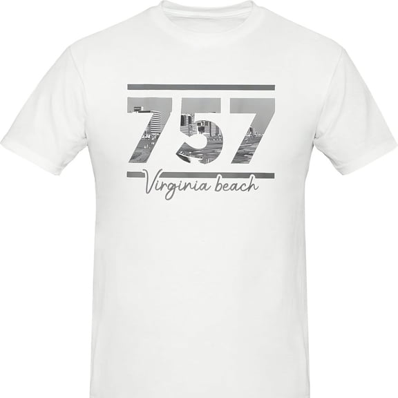 757 Virginia Beach Souvenir Graphic T-Shirt Retro Coastal Men Women Adult Soft Cotton Short Sleeve Tee